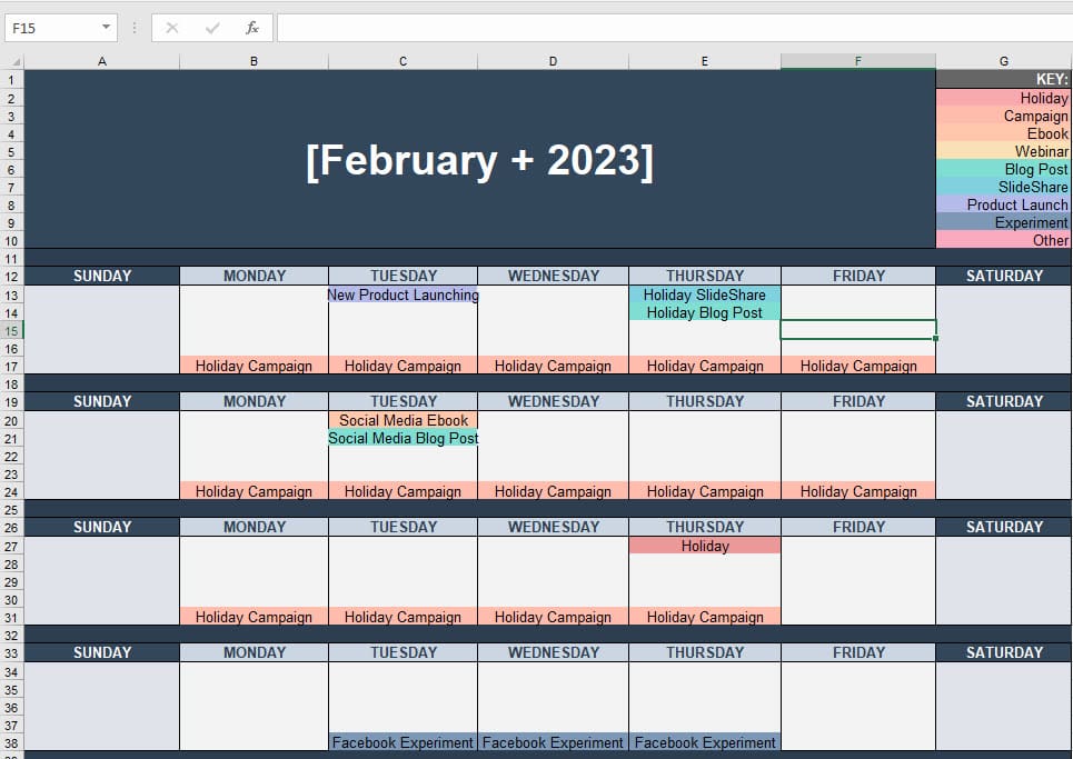 A reliable social media calendar template from HubSpot