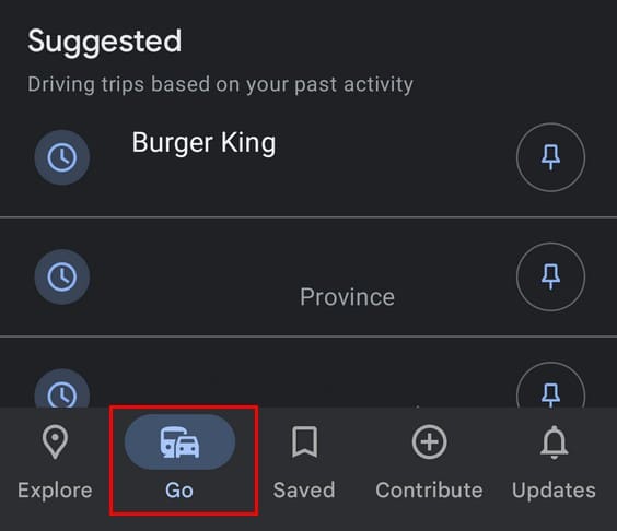 Access saved Google Maps routes