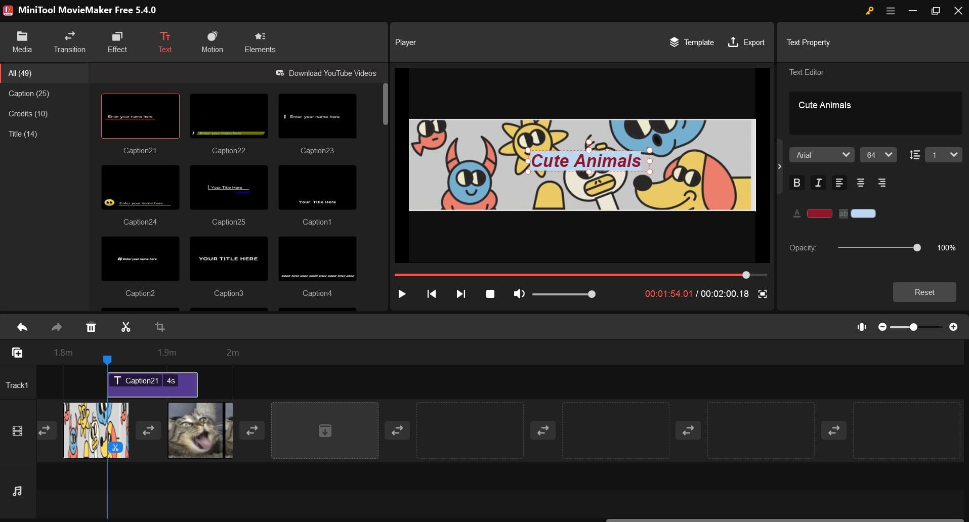 Add text and titles on MiniTool Movie Maker