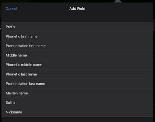 Additional info iPad Contacts
