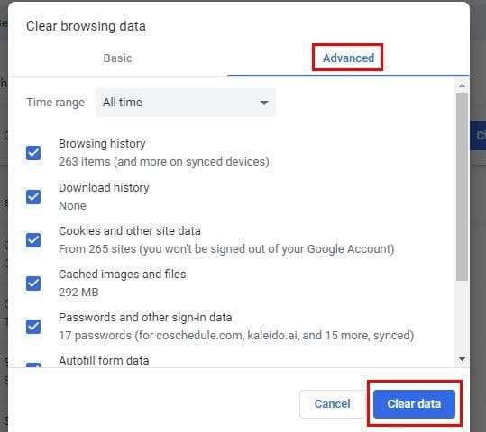 Clear data time range chrome