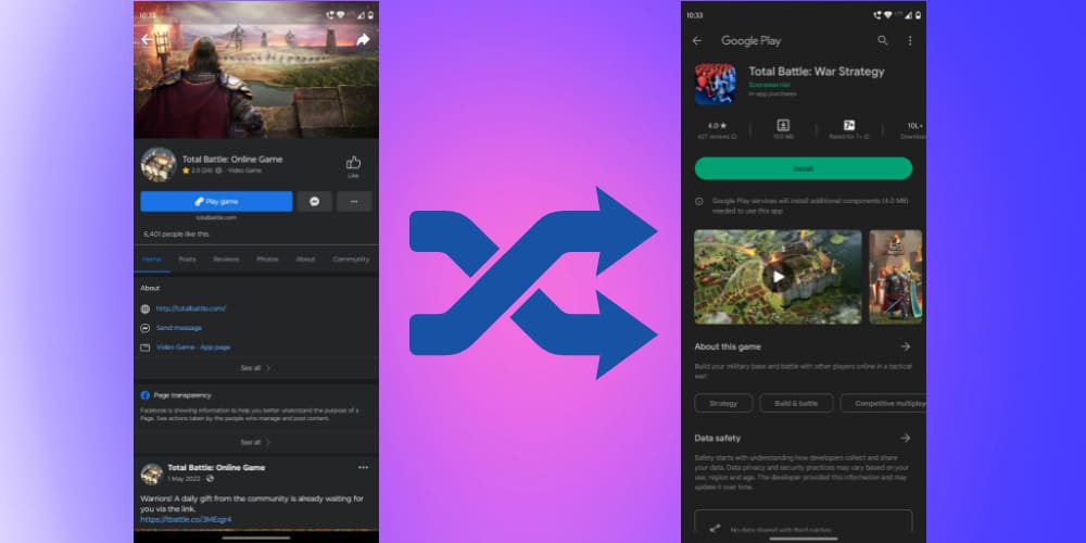 An example of social media website to mobile app deep linking