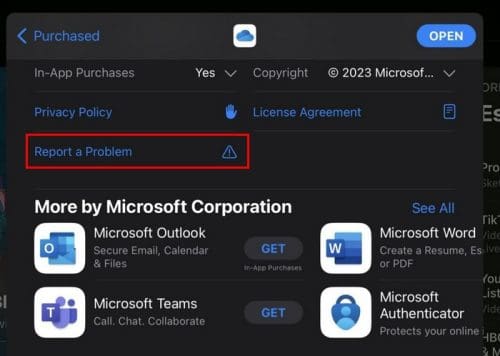 Apple App Store Report a Problem
