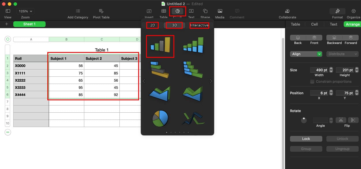 Apple Numbers tutorial graphs