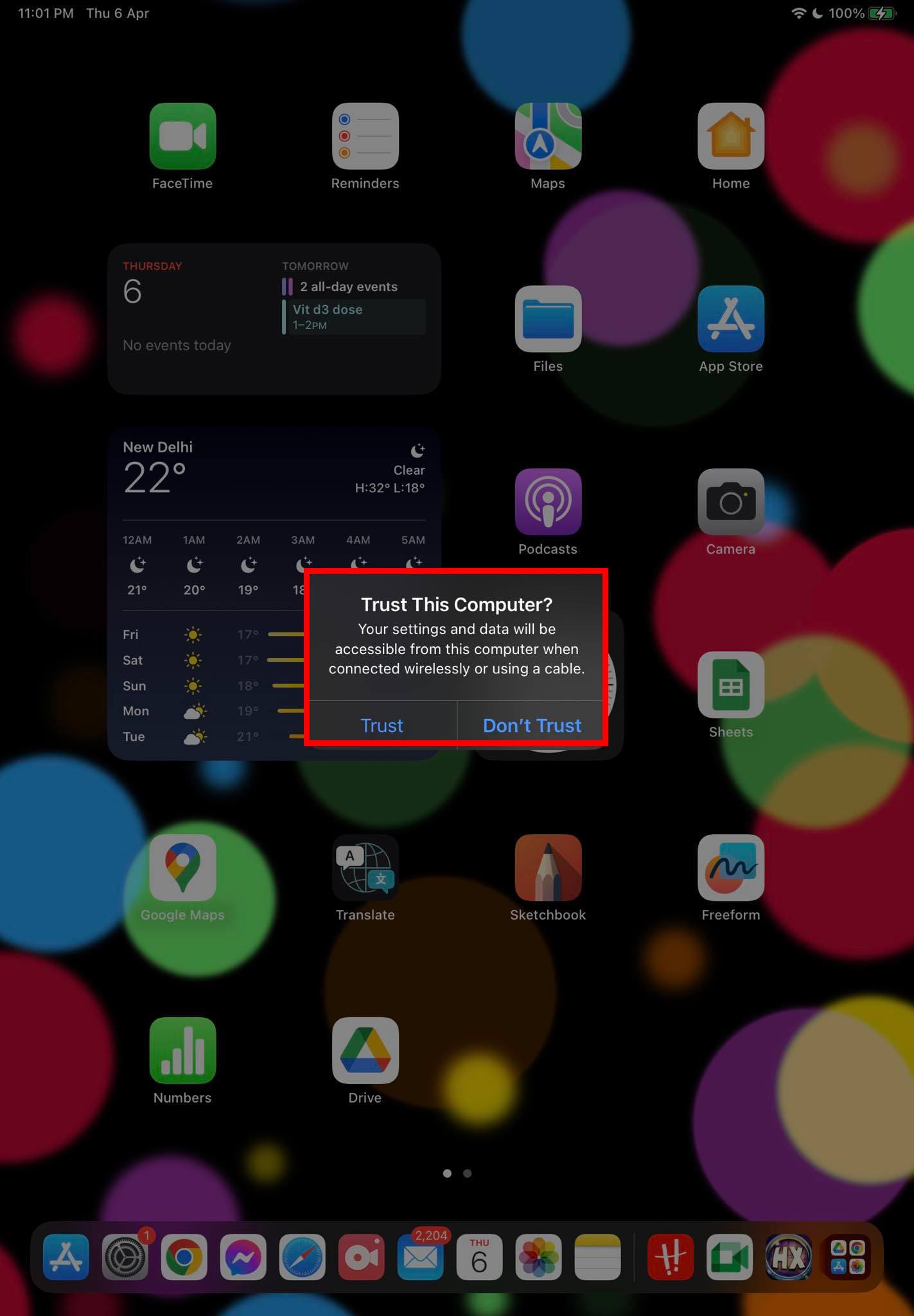 Authorize or Trust the PC to fix iPhone or iPad Not Detected in Windows 10