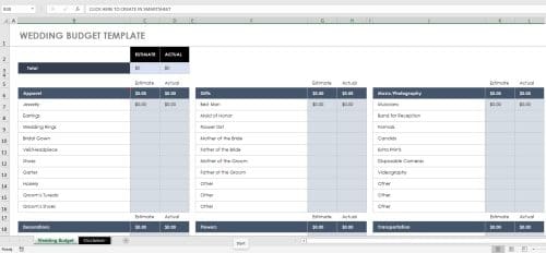 budget planner in Excel Wedding Budget
