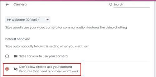 Camera default settings