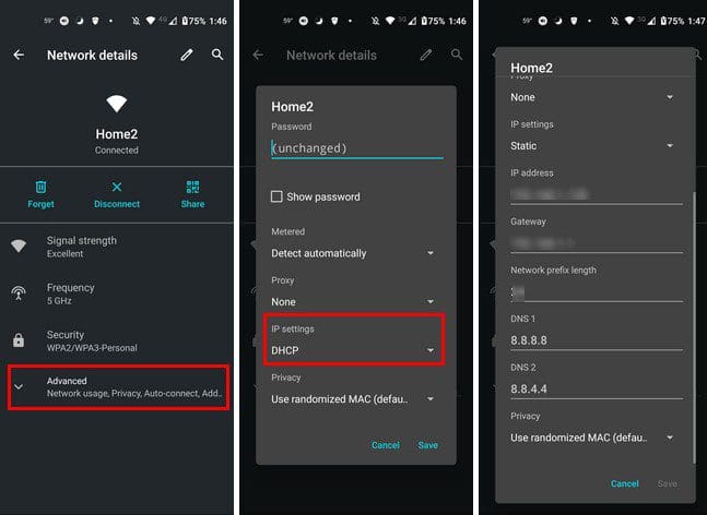 Change DNS Android 11