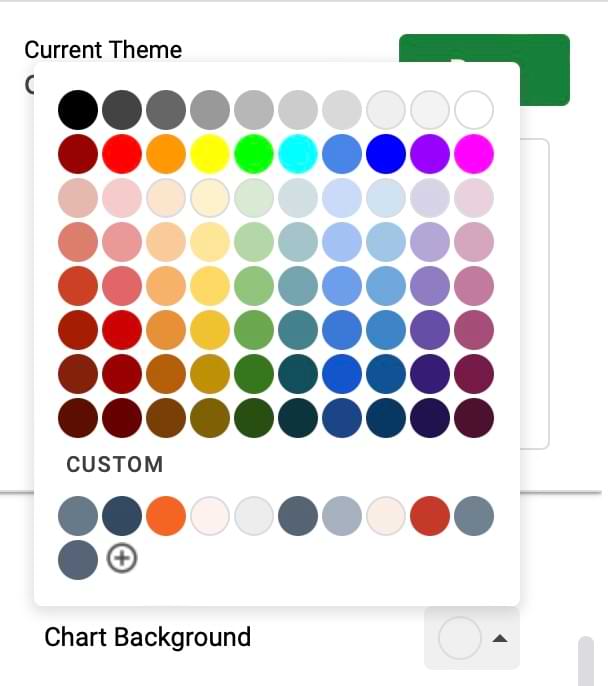 Choose from numerous colors for your graphs in Google Sheets