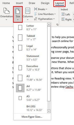 Change Printing layout Word
