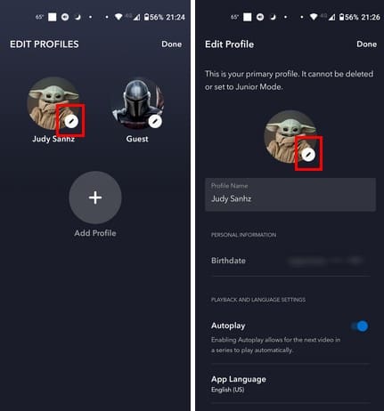Change profile picture Disney+