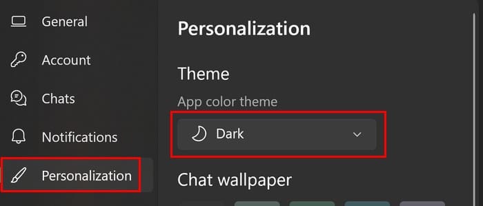 Change theme on WhatsApp Web