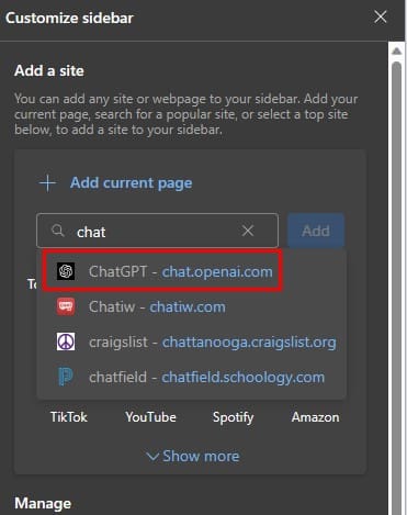 ChatGPT Edge sidebar