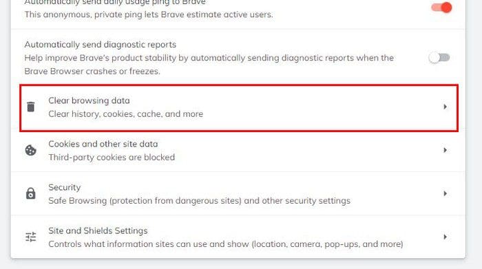 Clear Browsing data