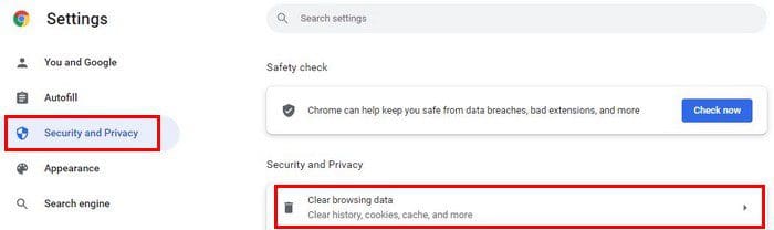 Chrome clear browsing data