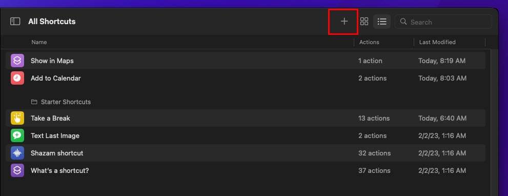 Click the New Shortcut button