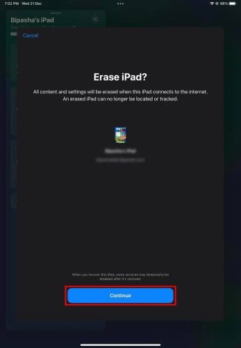Confirming device erase