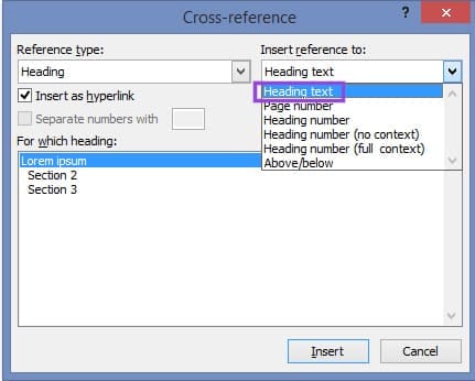 Creating Cross References in Word 7