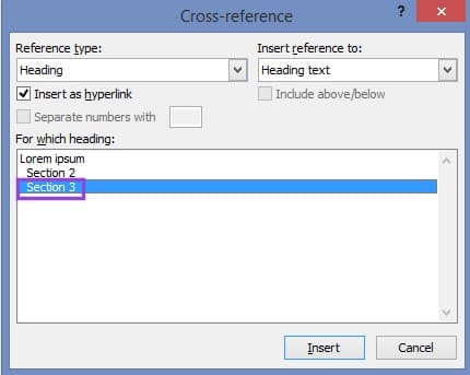 Creating Cross References in Word 8