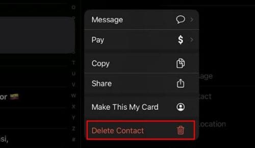 Delete contact on iPad