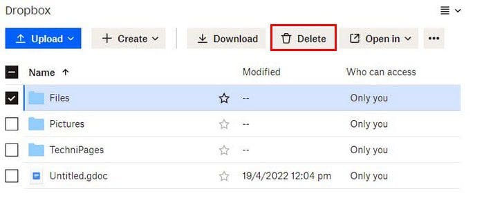 Deleting Dropbox Folder