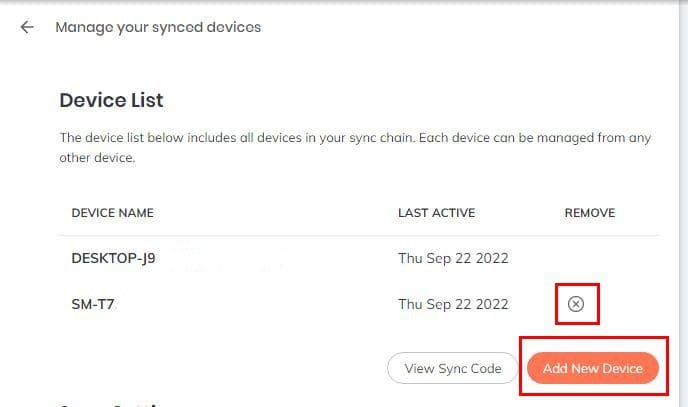 Device List Brave