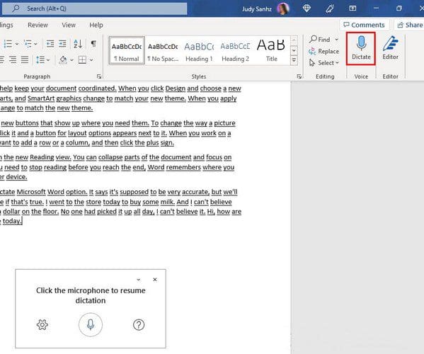 Dictation Option Word