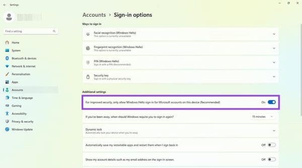 Disable and Enable PIN Codes in Windows 11 Through the Settings Menu 4