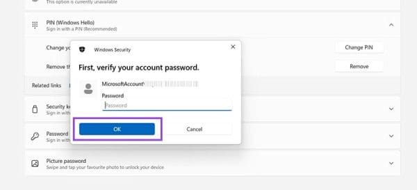 Disable and Enable PIN Codes in Windows 11 Through the Settings Menu 5