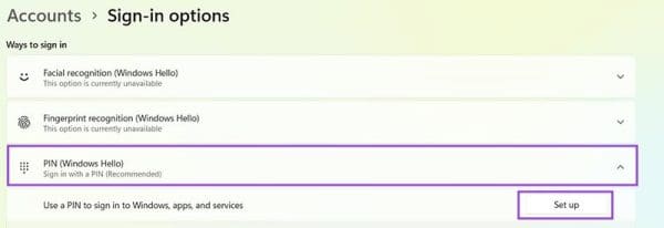 Disable and Enable PIN Codes in Windows 11 Through the Settings Menu 6