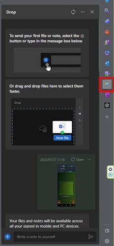 Drop icon in Microsoft Edge