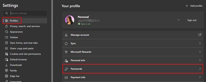 Edge Profile passwords