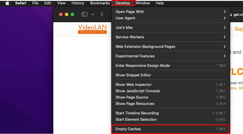 Empty caches in Safari