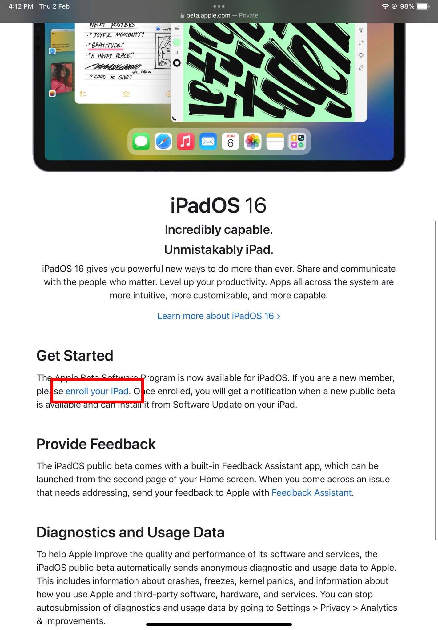 Enroll in Public Beta Program From Apple