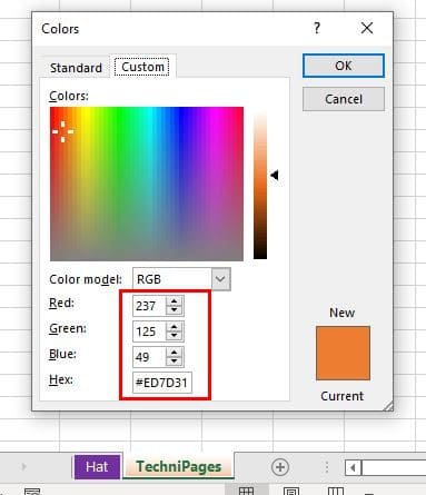 Excel color HEX