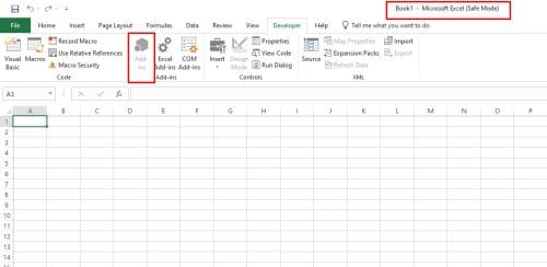Excel is in safe mode to resolve arrow keys not working in Excel