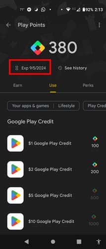 Check Your Google Play Points