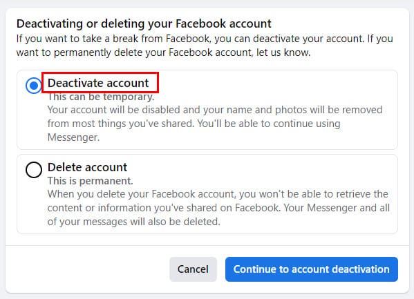 Facebook Deactivate Vs. Delete