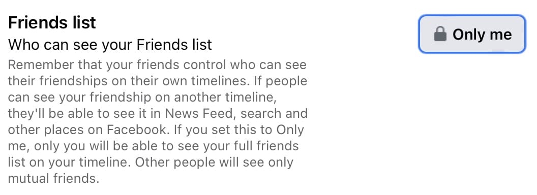 Facebook Friends List Settings