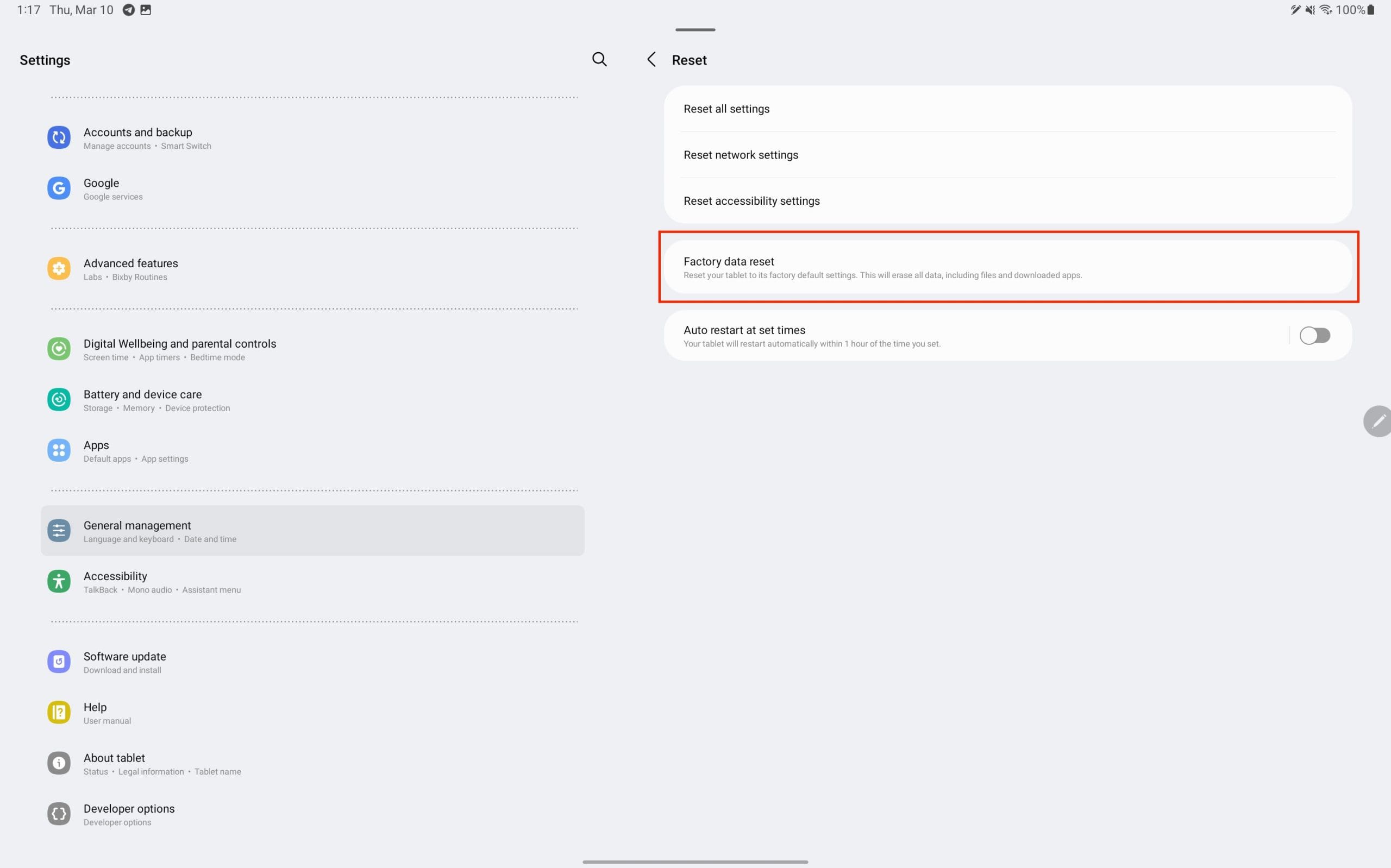 Factory Data Reset Galaxy Tab S8 - 2