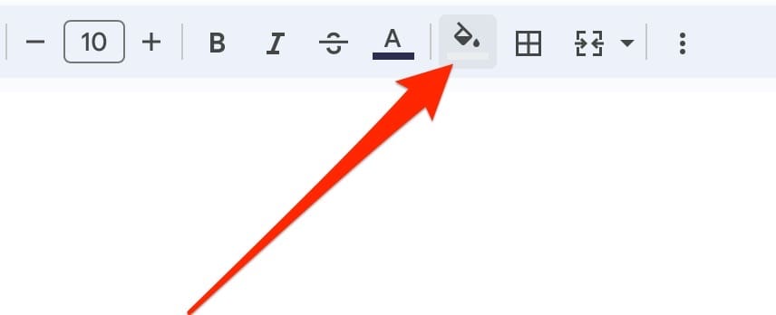 The Fill icon in Google Sheets to change the color of cells