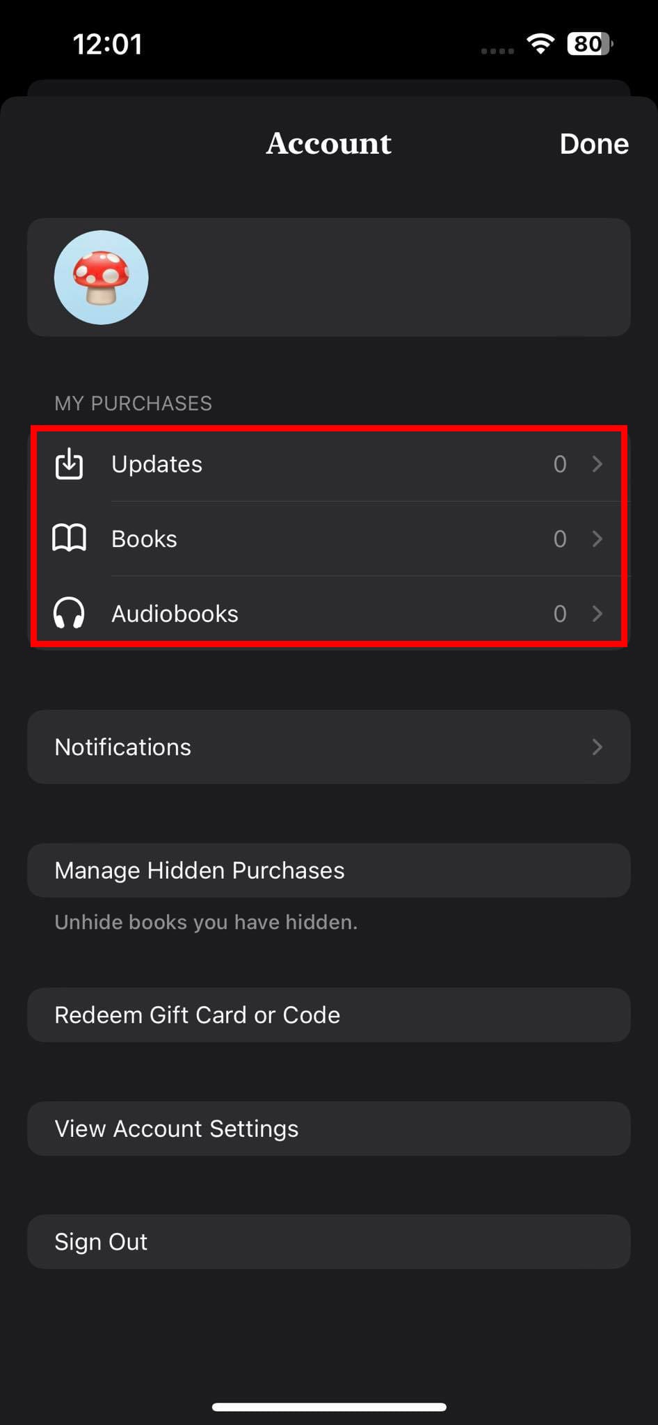Find all Books and Audiobooks in My Purchases on Apple Books iPhone