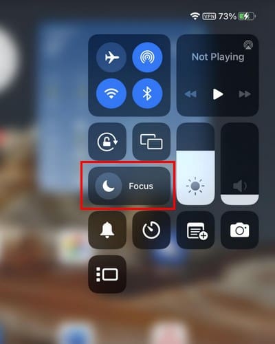 Focus option in the Control Center