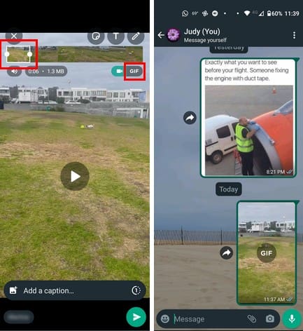 send a GIF on WhatsApp