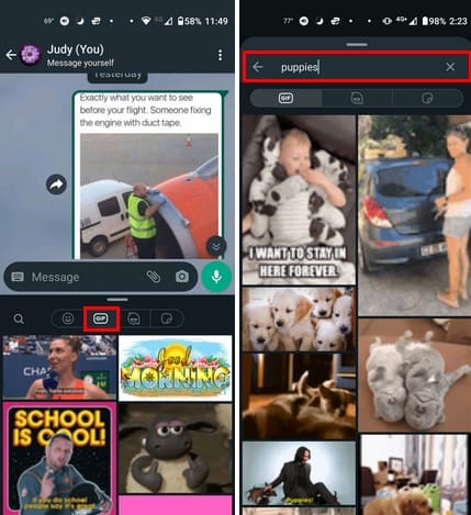 send a GIF on WhatsApp