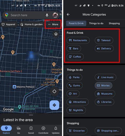 Google Maps restaurants