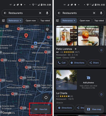 Google Maps Restaurants