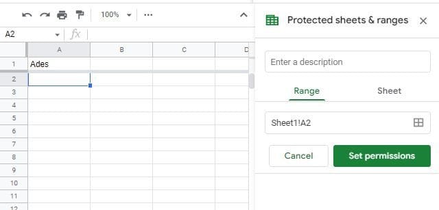 Google Sheets lock range
