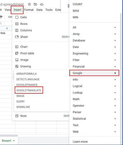 Google Sheets Translate