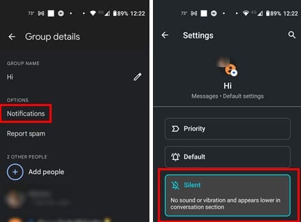 Group Details Android Message App
